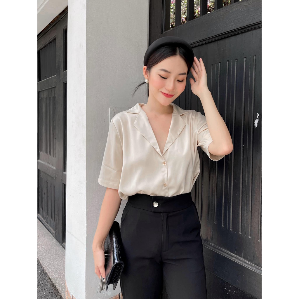 Áo sơ mi Alan - Chất liệu Lụa ý cao cấp, không nhăn, vải rũ mềm mại, mặc mát