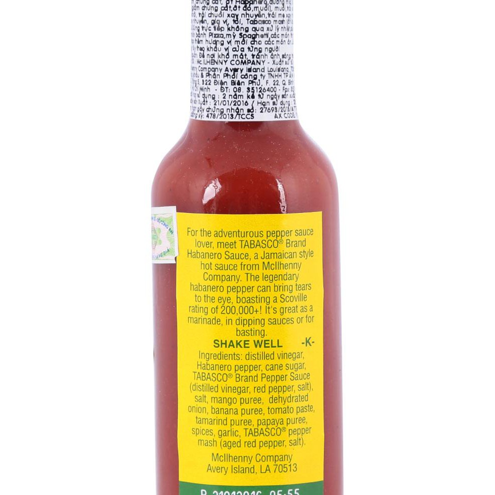 Sốt Ớt Vị Habanero Tabasco Chai 60 ML  (Sale)