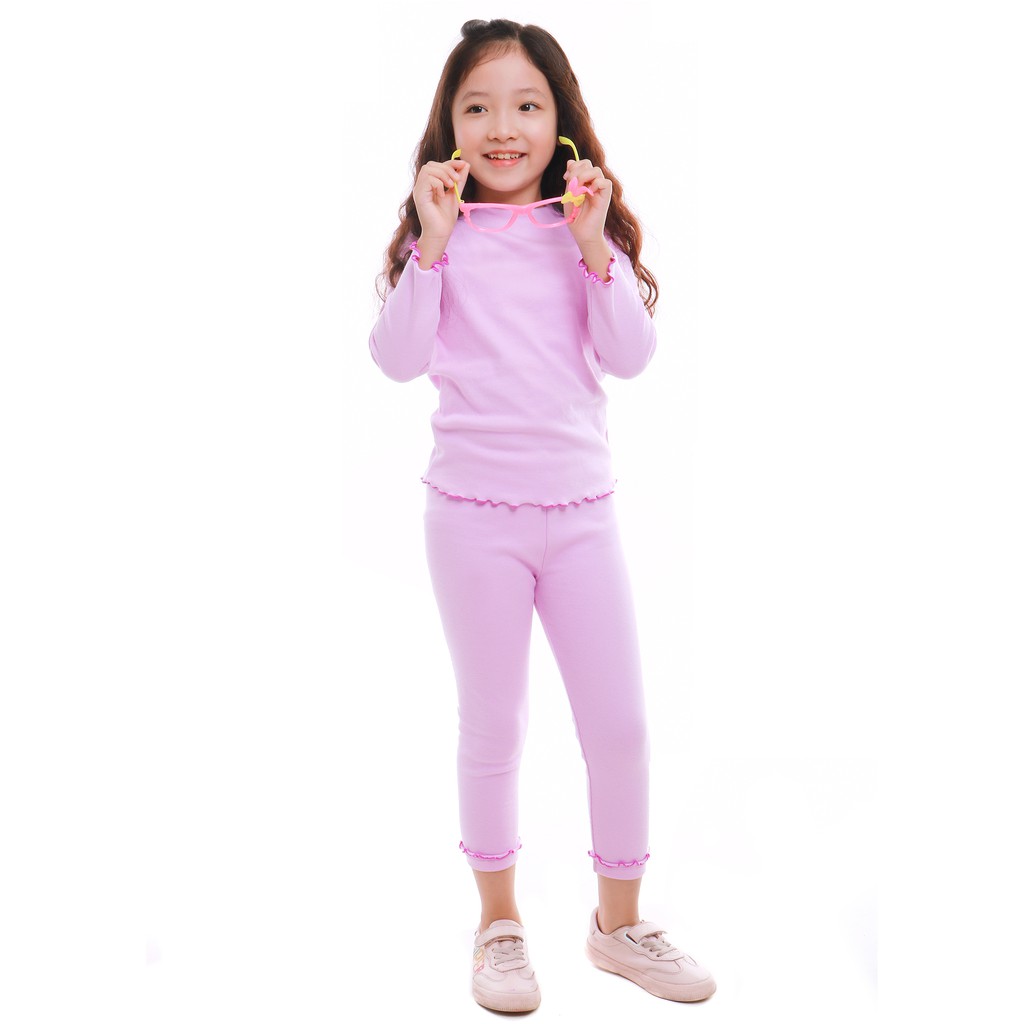 Bộ quần áo bé gái Narsis KM9037 màu hồng nhạt