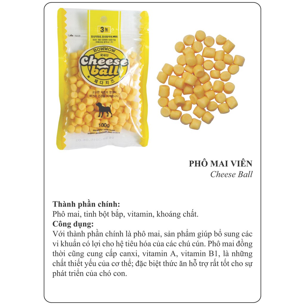 Phô mai viên cho chó Bowwow Cheese Ball 100g