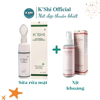 Combo Sữa Rửa Mặt Trắng Da Ngừa Mụn và Xịt Khoáng Cấp Ẩm Khóa Lớp Trang Điểm K'shi Chính Hãng