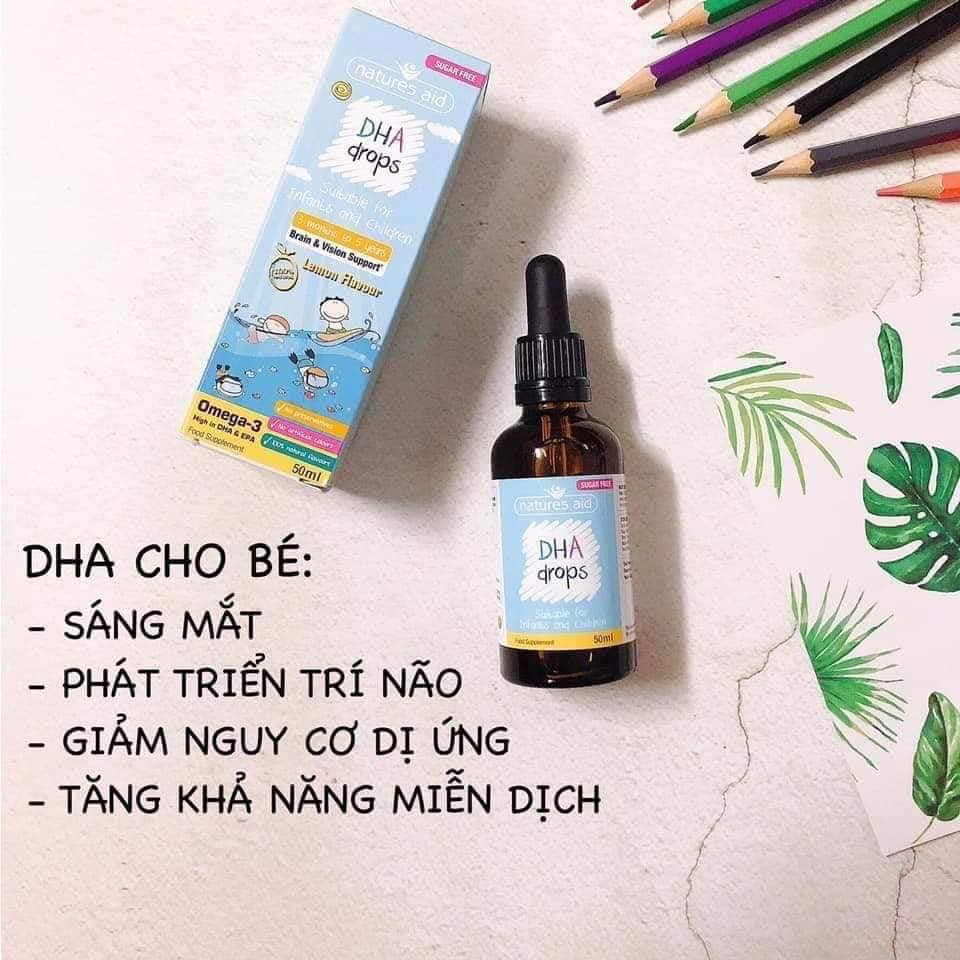 Natures Aid DHA Mini Drops 50ml Giúp Bé Thông Minh Nhanh Nhẹn của Anh Quốc