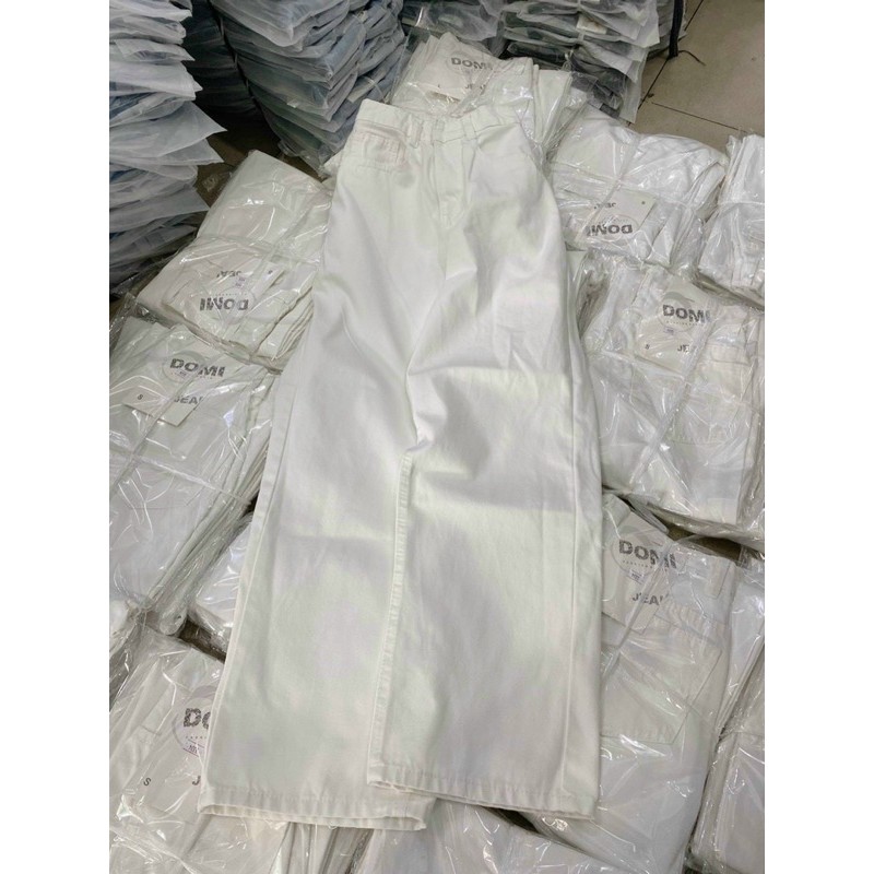 Quần jean trắng, quần bò ống suông nữ màu trắng ulzzang siêu cao Lê Huy Fashion MS 3334