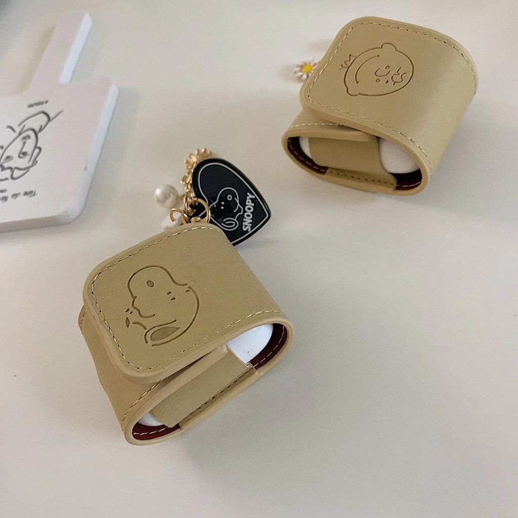 Mềm leather Airpods - Phim hoạt hình Snoopy và Charlie Mặt dây chuyền phù hợp cho Apple Airpods #HG032