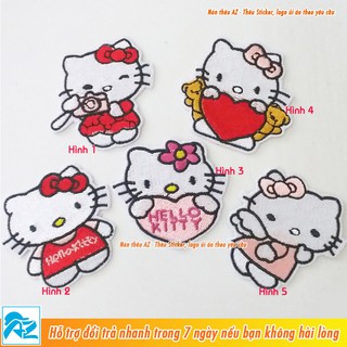 Sticker ủi thêu hình mèo Kitty dễ thương - Patch ủi vá quần áo balo S32