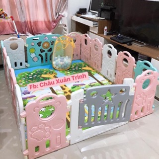 [sẵn HCM] Quây cũi nhựa nguyên sinh an toàn cho bé (Tặng thảm, bóng, túi bóng)