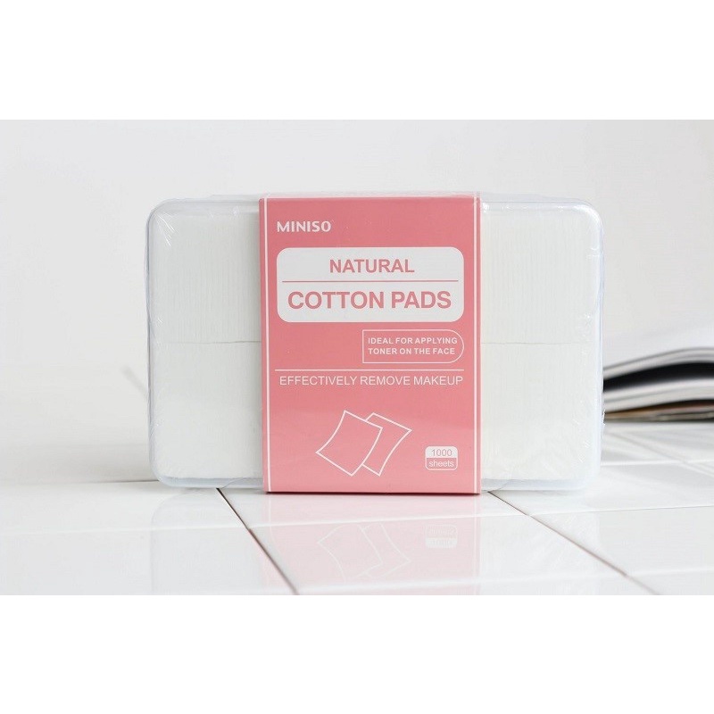 Bông Tẩy Trang Miniso Nhật Bản 180 miếng - 1000 miếng, Cotton Hữu Cơ Không Kích Ứng Da