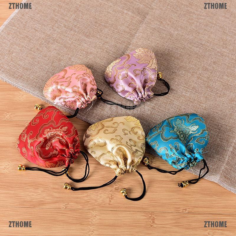 Kj♠ Set 10 Túi Lụa Đựng Trang Sức / Đồng Xu Nhiều Màu