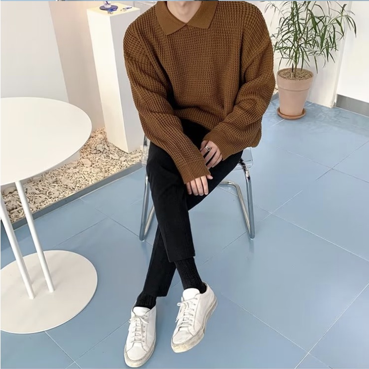 Áo Len Nam Dài Tay Cổ Chữ V Thời Trang Hàn Quố cáo sweater nỉ Fashion Sọc áo sweater trơn áo dài tay áo len nam Simple from rộng