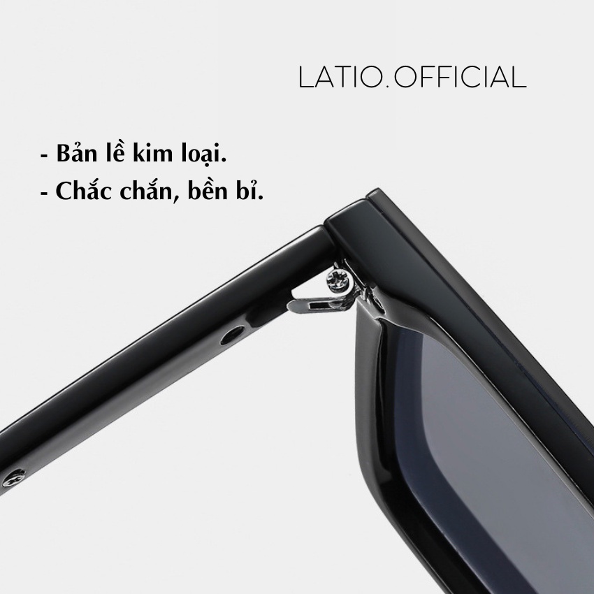 Kính mát Nam Nữ thời trang LATIO 2023 dáng vuông gọng nhựa mắt kính râm chống tia UV KM58
