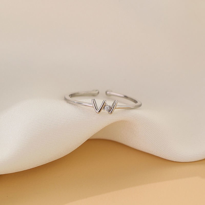 Nhẫn bạc hình chữ W trang sức đeo tay thời trang cho nữ