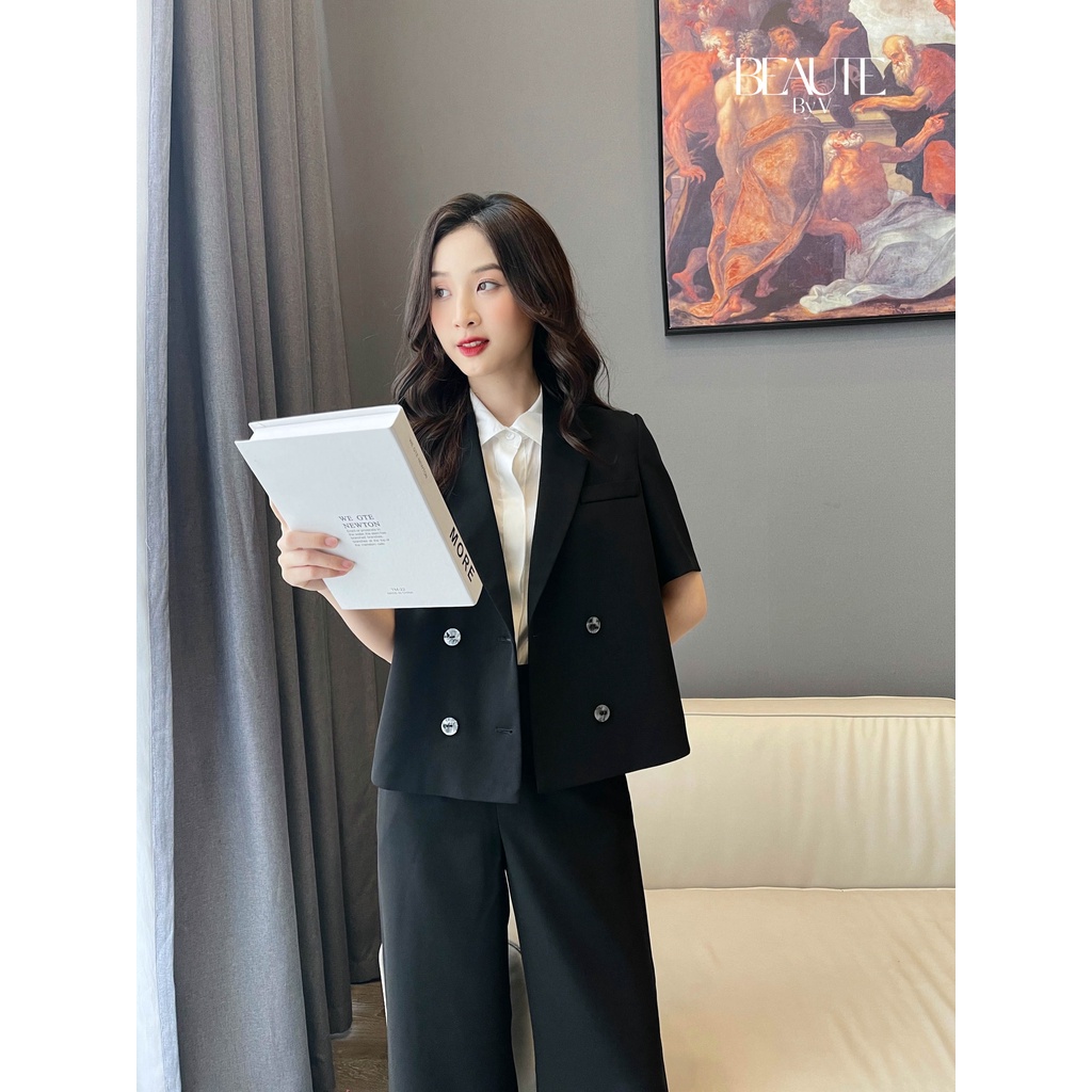 BEAUTEBYV - Áo blazer dáng lửng 4 cúc Charmo