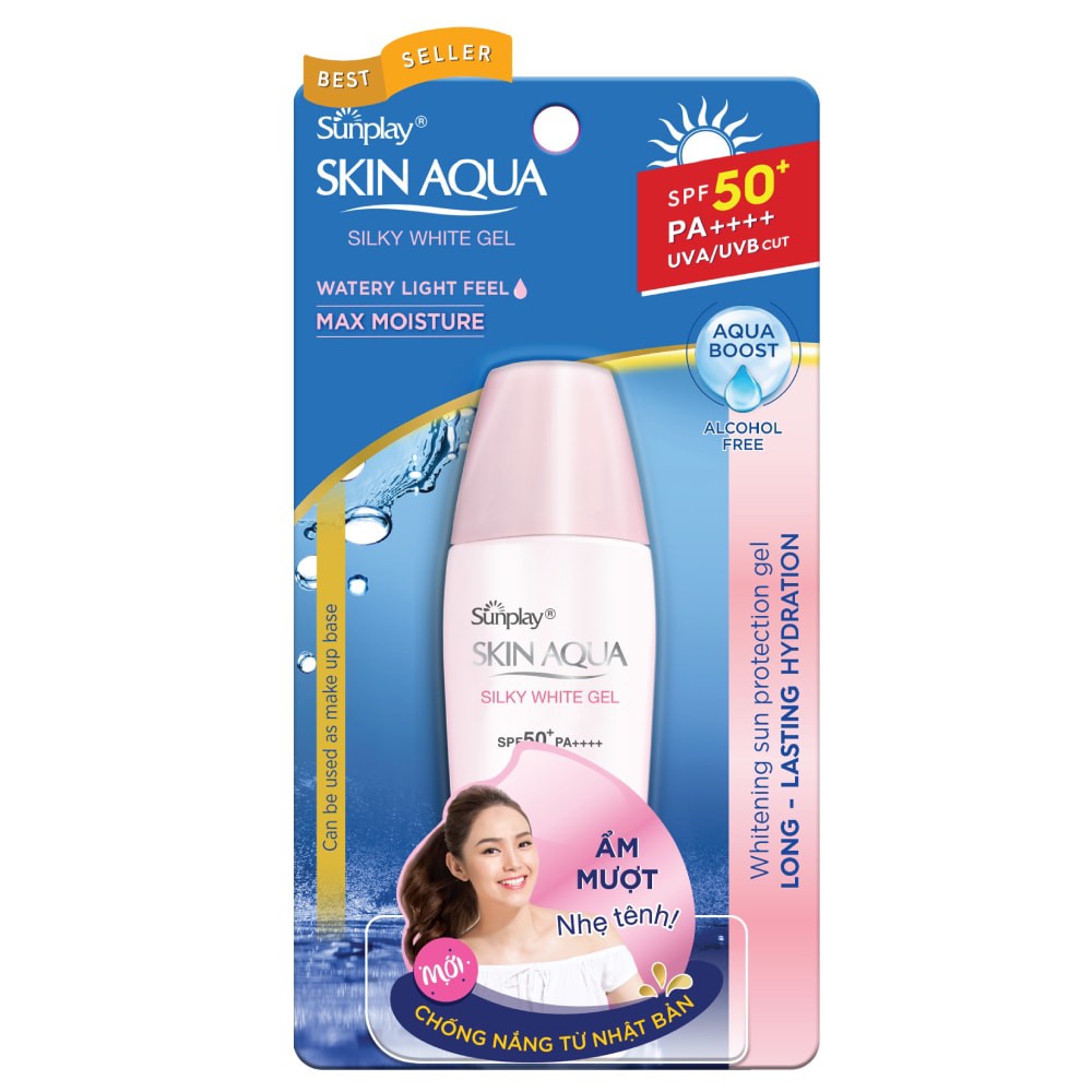 Gel Chống Nắng Dưỡng Da Trắng Mượt Sunplay Skin Aqua Silky White Gel SPF50 30gr