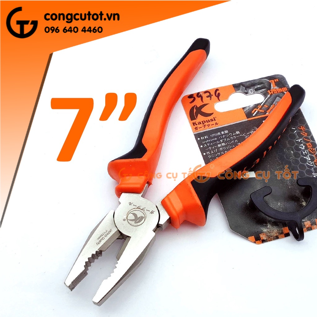 Kìm Kapusi kìm điện dân dụng kìm cắt 7inch 175mm mạ kền Kapusi