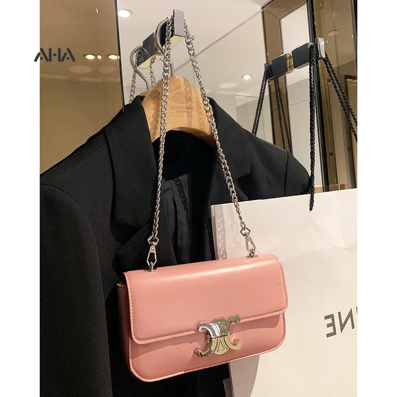 Túi xách AHA official hình chữ nhật cỡ nhỏ phối dây đeo sợi xích phong cách phương Tây thời trang cao cấp cho nữ
