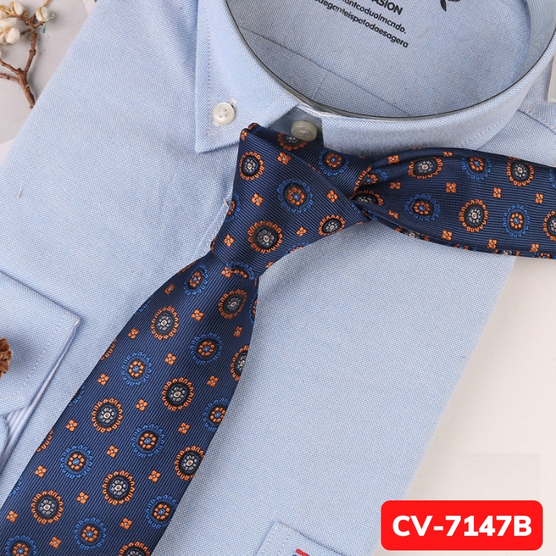 Cravat Nam cỡ trung 7cm cao cấp nhiều mẫu lựa chọn, cà vạt chú rể, Cavat dự tiệc, Calavat công sở CV-7147