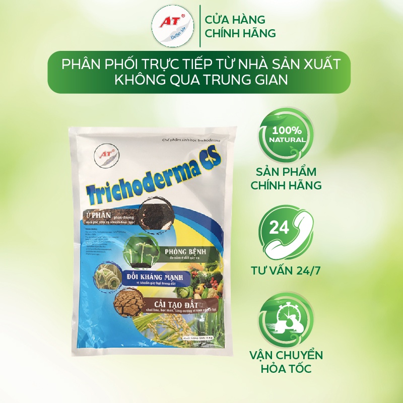 Trichoderma Bacillus CS AT nấm đối kháng ủ phân chuống, phân xanh, vỏ cà phê, rơm rạ, tưới cải tạo đất, hạn chế nấm bệnh