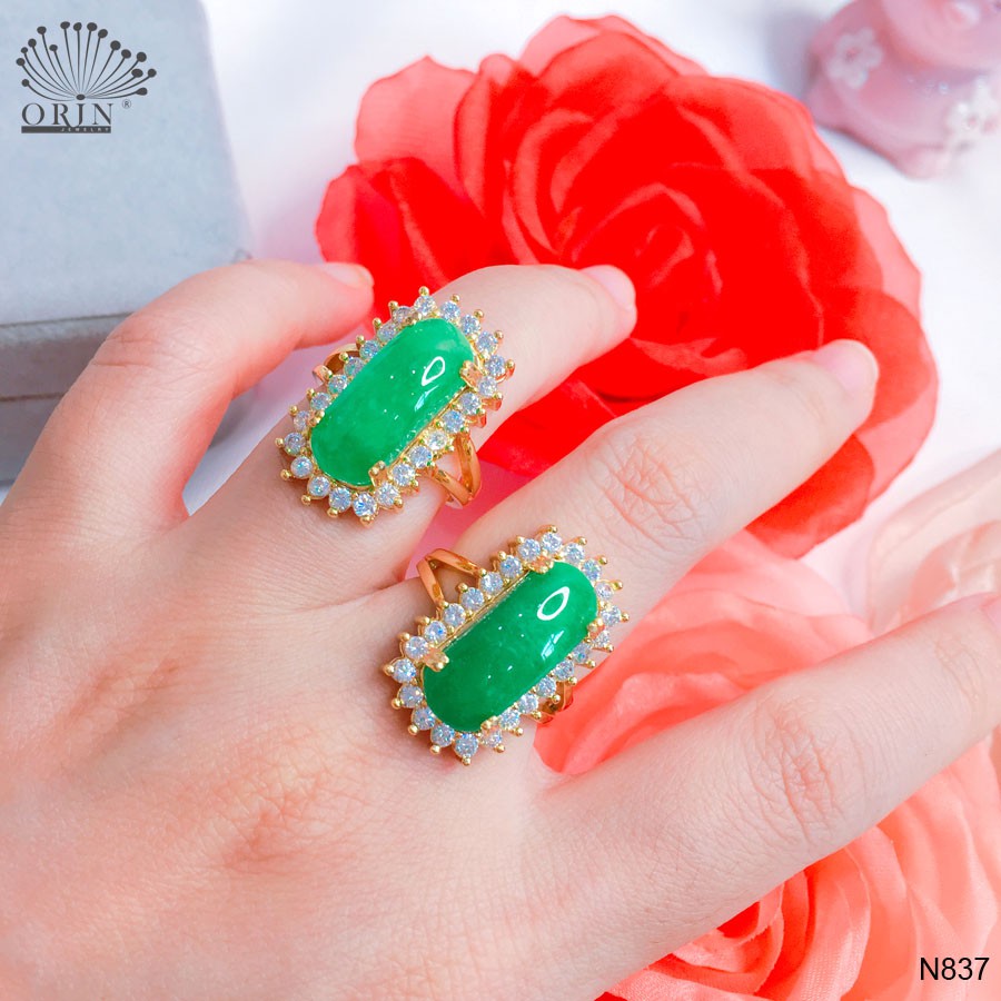 Nhẫn nữ màu xanh thạch bền màu cao cấp Orin N837