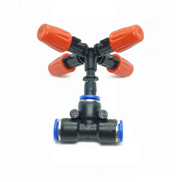 Béc phun sương 4 hướng cam, tùy chọn chân nối, béc phun sương tưới cây, tưới lan, làm mát không khí