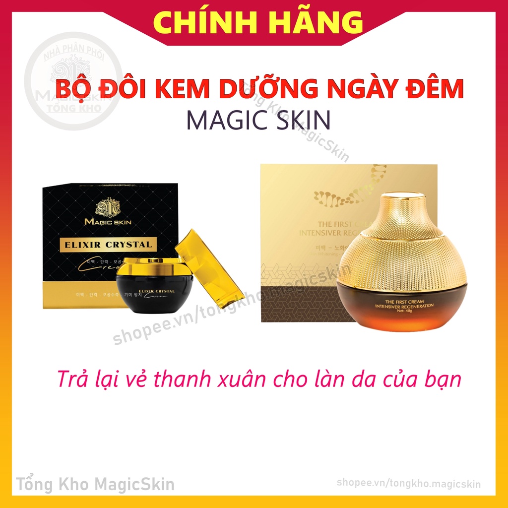 Bộ KEM FACE NGÀY ĐÊM Magic Skin | Kem Tái Sinh - Kem Ngọc Trai Đen