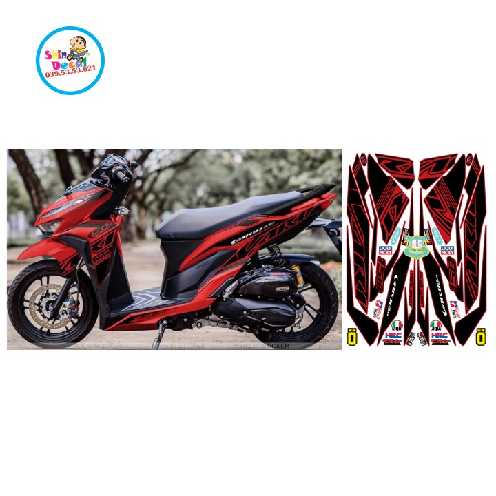 Tem xe vario 150 dán xe đỏ mới