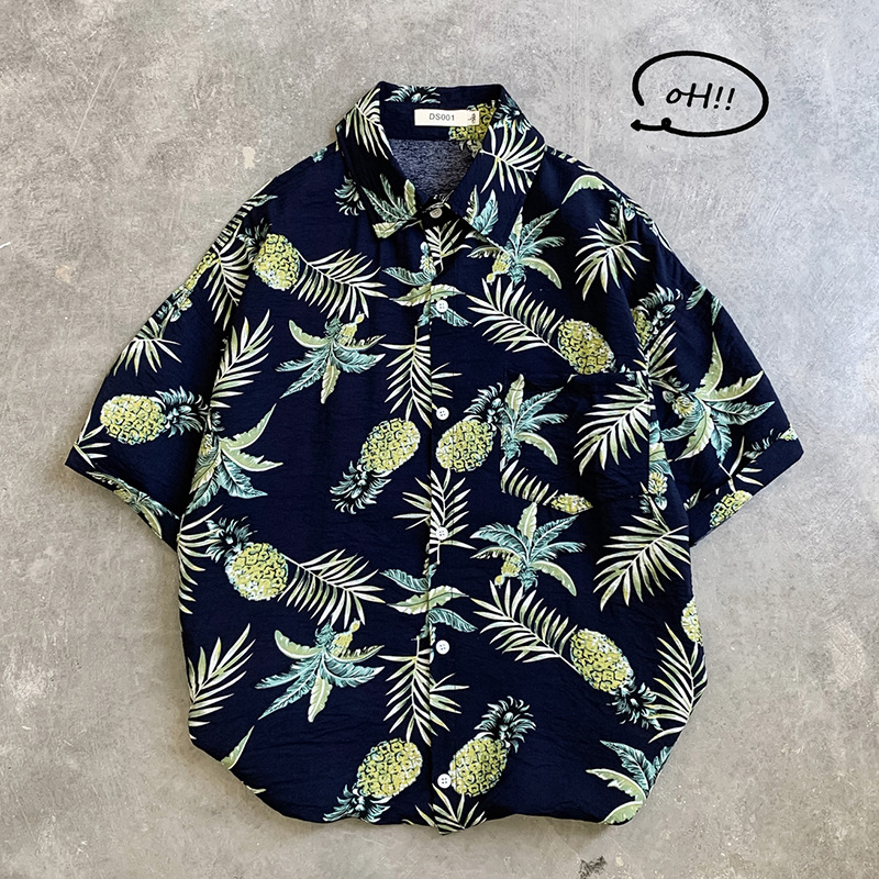 Áo Sơ Mi Tay Lửng Chống Nắng Phong Cách Hawaii Size M-2Xl Cho Nam