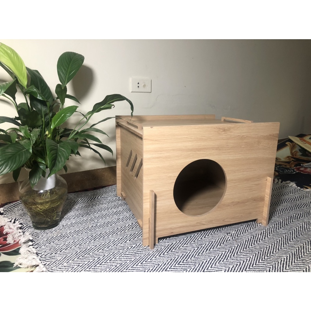 Nhà gỗ cho mèo Pet house cửa tròn Gỗ MDF 9mm Phủ melamin màu mẫu 2