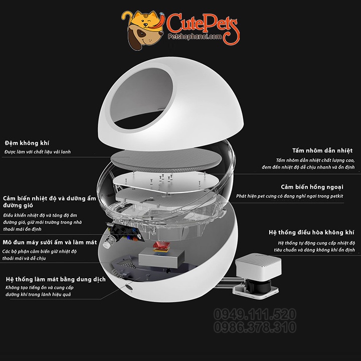 Nhà điều hòa thông minh PETKIT COZY cho chó mèo chính Hãng BH 12 tháng - CutePets
