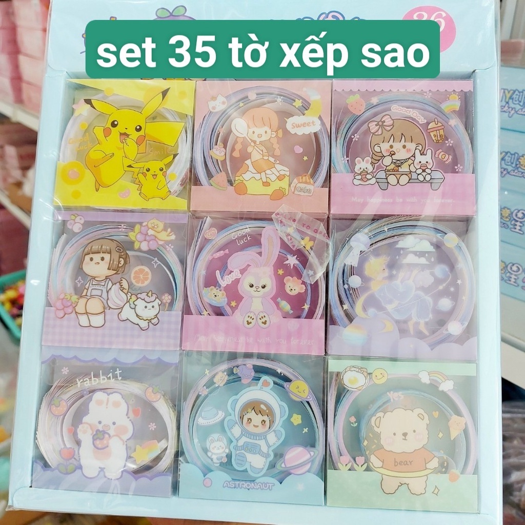 Set Giấy gấp sao ,gấp hạc phong cách hoạt hình, giao mẫu ngẫu nhiên