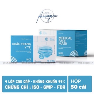 [ Khẩu Trang Kháng Khuẩn 99,99% ] Khẩu Trang Y Tế 4 Lớp Kháng Khuẩn Cao Cấp - Hộp 50 cái