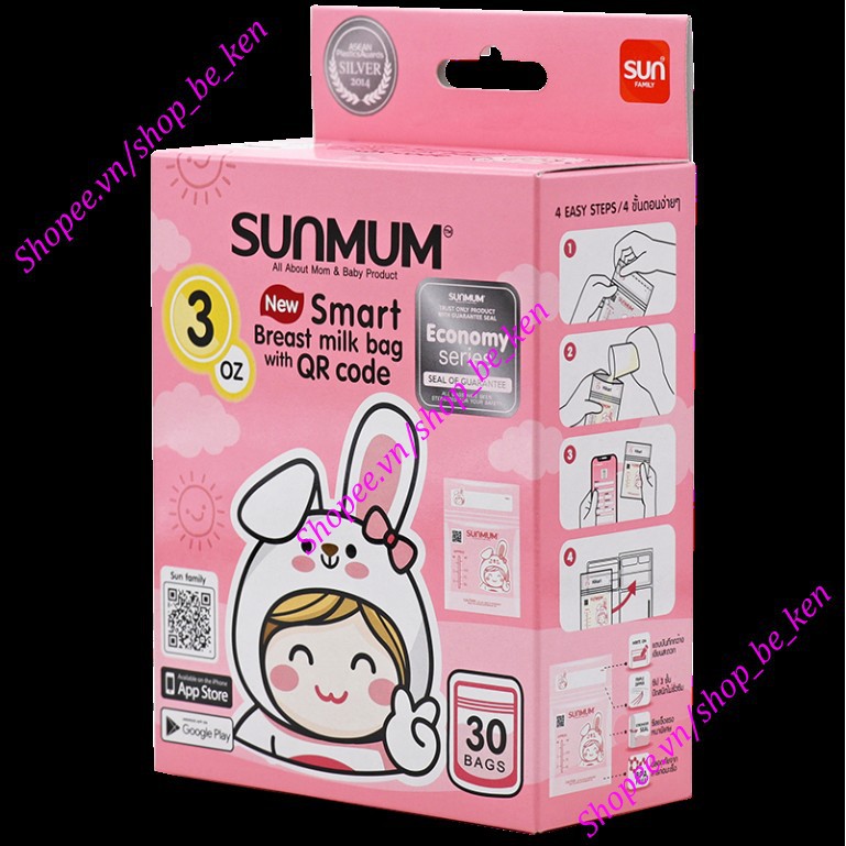 Túi trữ sữa Mẹ cao cấp 100ml / 250ml không mùi, không BPA Sunmum