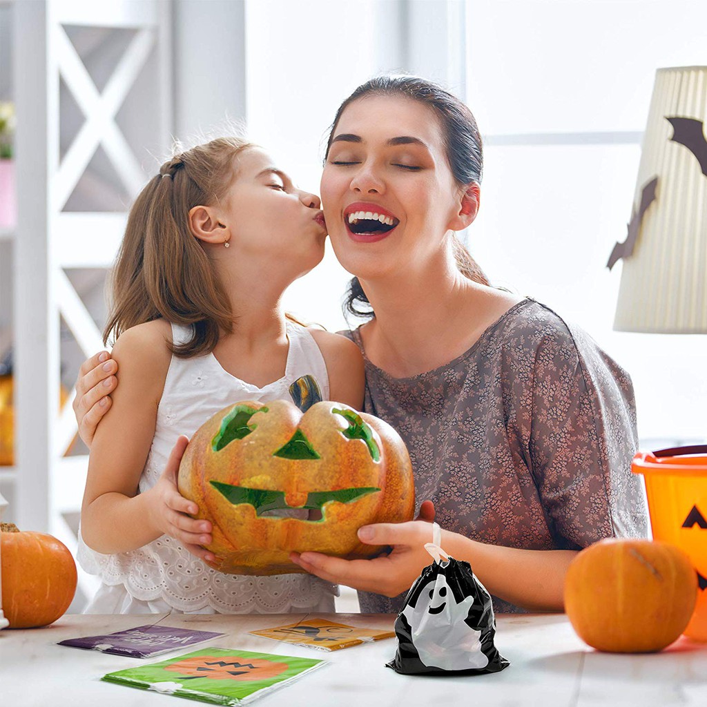 10 Túi Dây Rút Đựng Kẹo HALLOWEEN Trick or Treat Bags, Candy Bags