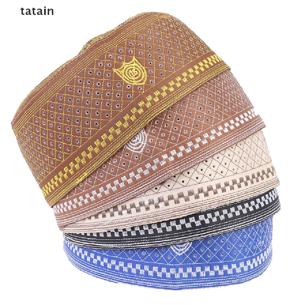 [TAT] Muslim Hats Cotton Embroidery Arab Prayer Hat Musliman Turban Hijab Bonnet CVX