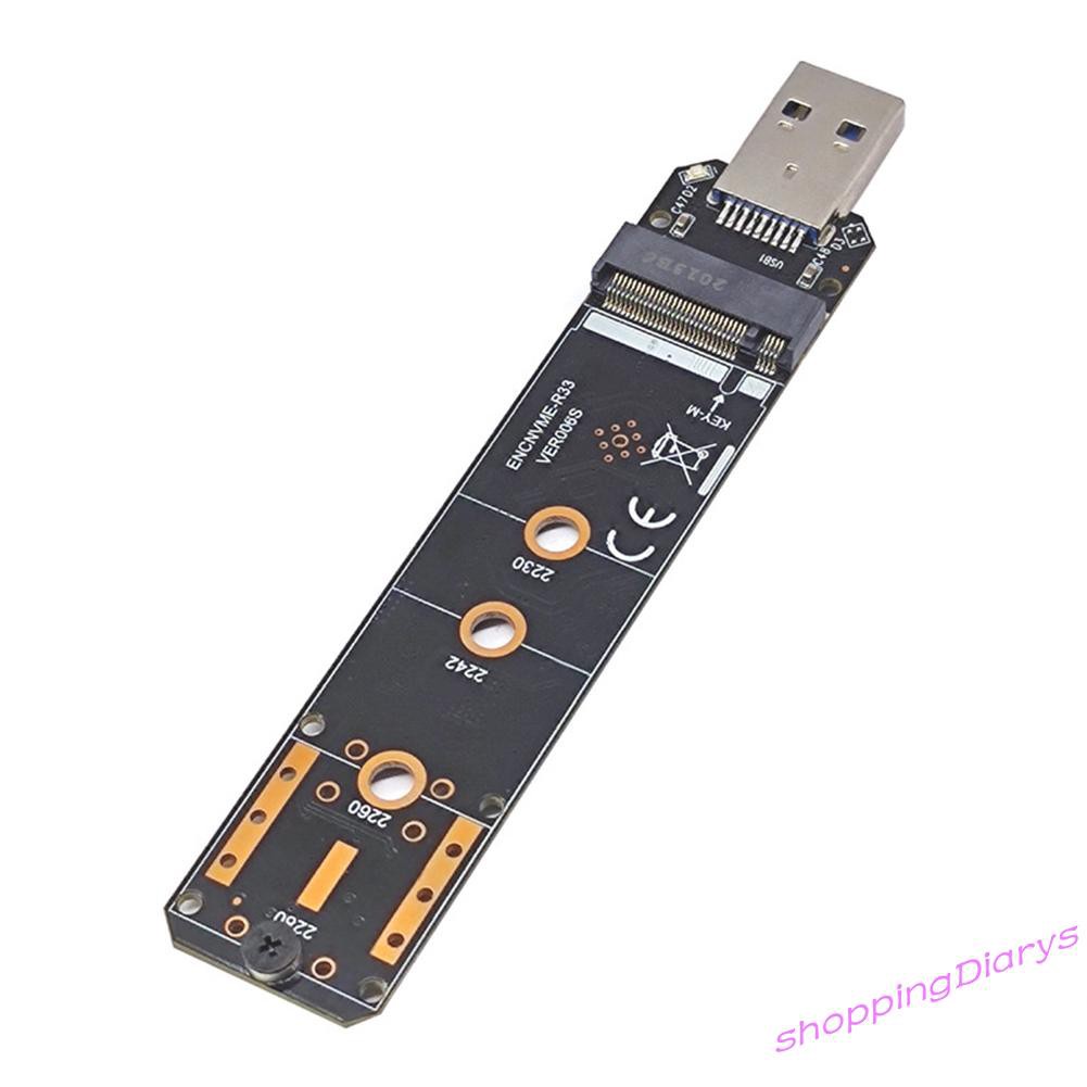 ✤Sh✤ M.2 to USB Adapter M Key NGFF M2 PCIe SATA to USB 3.1 Gen 2 Type A SSD Card