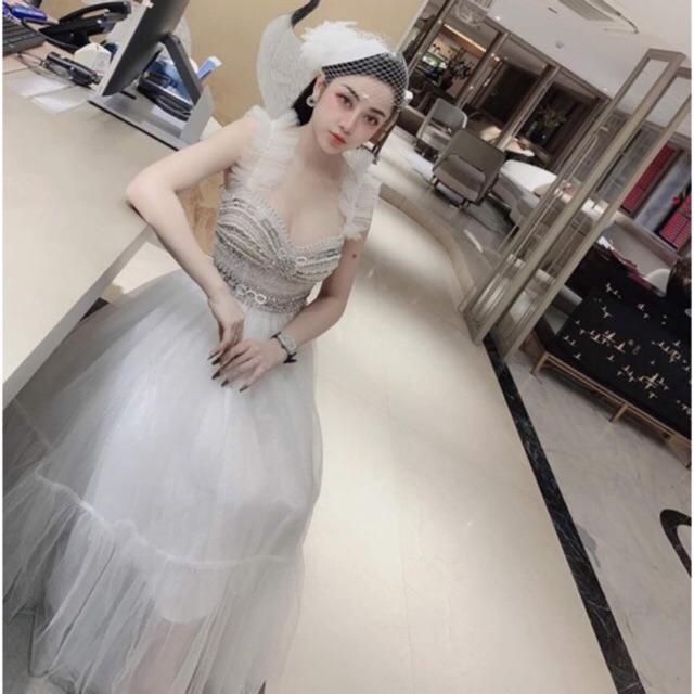 Đầm xoè dự tiệc công chúa TRIPBLE T DRESS kết đá cườm sang trọng- Size M/L (kèm ảnh/video thật) MS206V