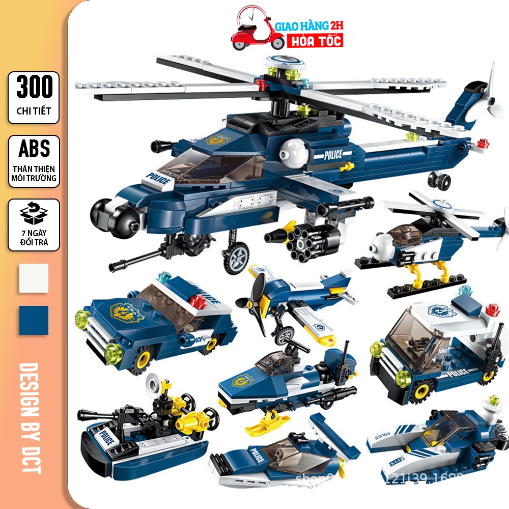 Đồ Chơi Lego Trực Thăng Cảnh Sát 8 in 1, đồ chơi lego máy bay chiến đấu 300 chi tiết