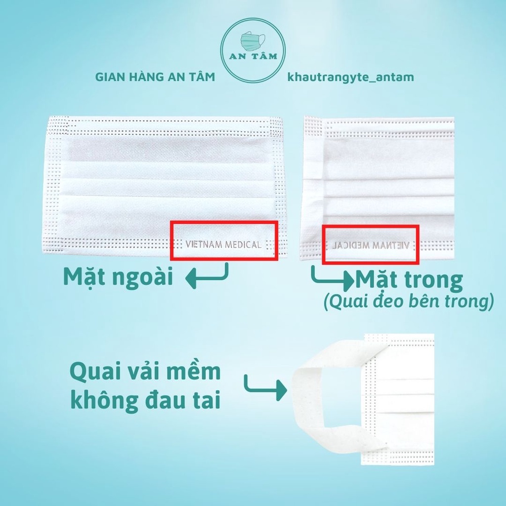 Khẩu trang y tế quai mềm cao cấp thế hệ mới 4 lớp kháng khuẩn, không đau tai, màu trắng