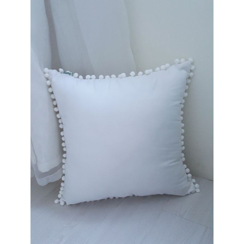 Set 4 gối trăng sao mây vuông đã nhồi bông 40x40cm. Vải cotton 100% cao cấp gối trang trí pompom