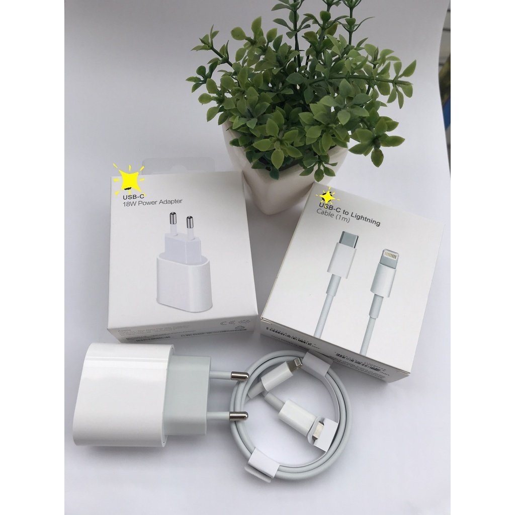 Bộ sạc nhanh 18W IPdành cho 11 Pro Max chân tròn EU zin new Full Box