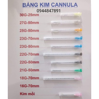 kim canula 16g,18g, 21g,22g, 23g,25g,27g,30g combo 10 kim sẵn kim mồi