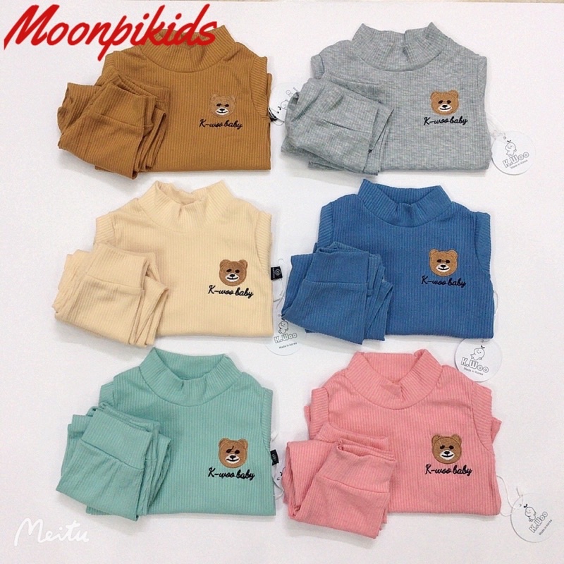 Bộ Dài tay len tăm Kwoo cổ 3 phân cho bé trai bé gái 6-16kg