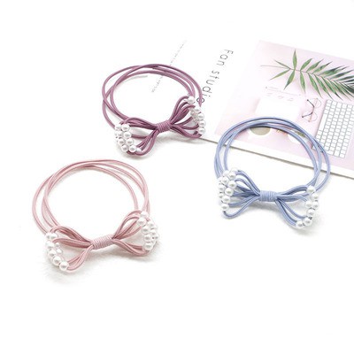 Chun buộc tóc đôi xin xắn siêu dai siêu bền co giãn tốt, Dây buộc tóc xinh xắn đính ngọc trai nhân tạo BB21