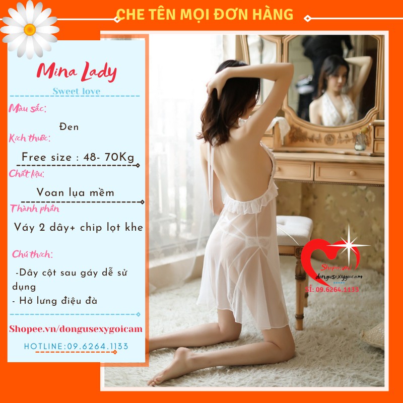 Váy Ngủ 2 Dây Sexy Nữ Dễ Thương Gợi Cảm Xuyên Thấu Kèm Quần Lót Lọt Khe Sexy Màu Trắng Bigsize Giá Rẻ | BigBuy360 - bigbuy360.vn