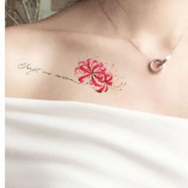 Hình xăm dán tattoo hoa bỉ ngạn H20.Xăm dán tatoo mini tạm thời, size <10x6cm