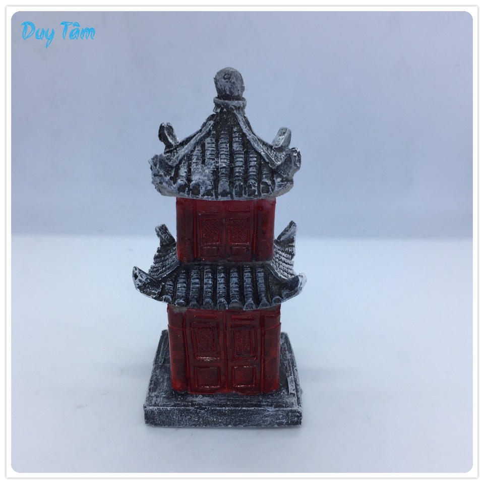 Tiểu cảnh đẹp, mini để bàn, hồ bán cạn, thác nước, thủy sinh, bonsai, terrarium. TC013- Mô hình tháp văn xương.