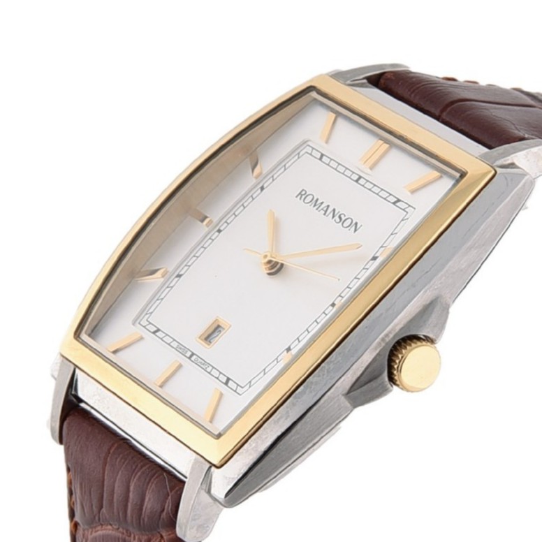 Đồng hồ Romanson Men Classic Watch TL4202MCWH mặt mỏng chữ nhật kính chống xước máy Thụy Sĩ dây da cao cấp chính hãng