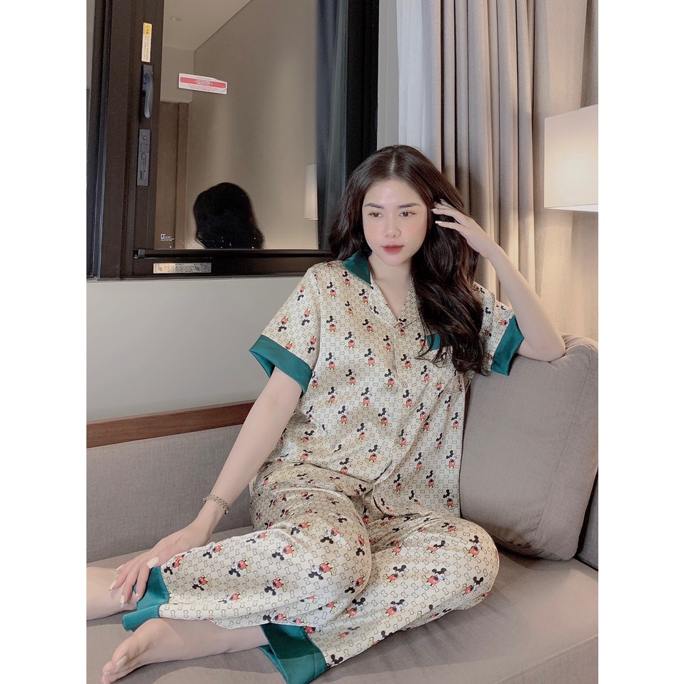 Đồ Ngủ Nữ Lụa - Đồ Bộ Mặc Nhà Pijama Nữ Ngắn Dễ Thương Hàng Cao Cấp Mềm Mát Không Nhắn Pijama Quảng Châu | WebRaoVat - webraovat.net.vn