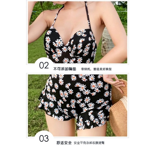 Hàng order - Bikini 1 mảnh hoa cúc kèm áo khoác voan trắng dễ thương