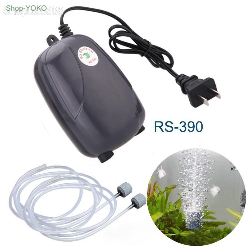 Máy sủi tạo bọt khí oxy cho bể cá cảnh kèm đầu tạo bọt RS390 (loại 2 đầu ra)
