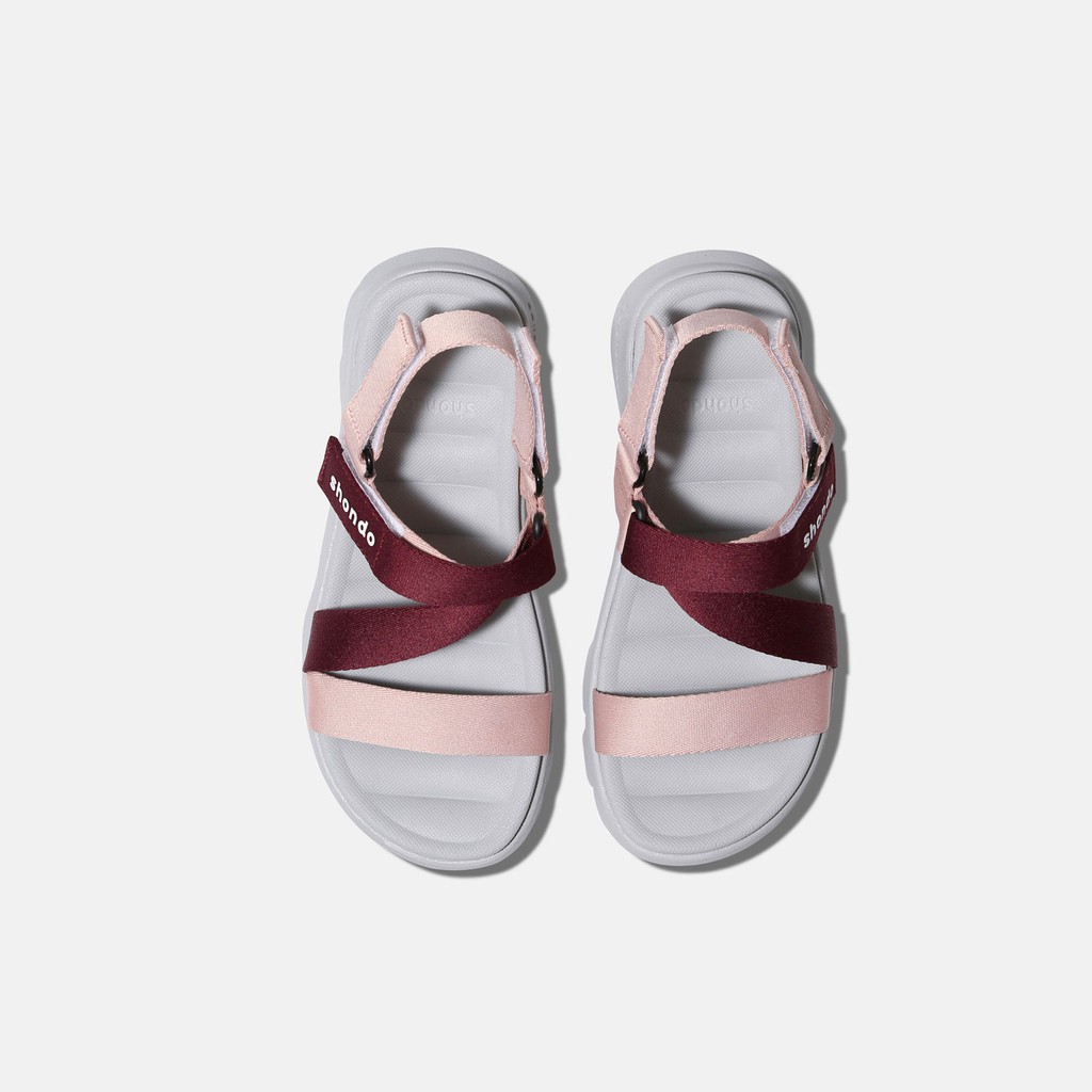Giày sandal nữ Shondo F6 sport đế bằng ombre đỏ đô F6S2162